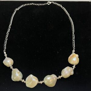 Freshwater Baroque Pearl Necklace with Silver Chain